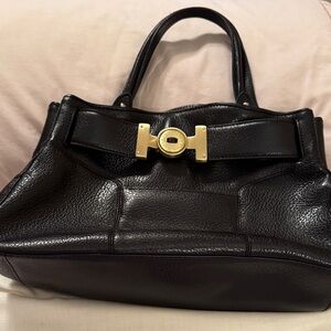 Cole Haan Elegant Black Shoulder Bag with Gold Hardware